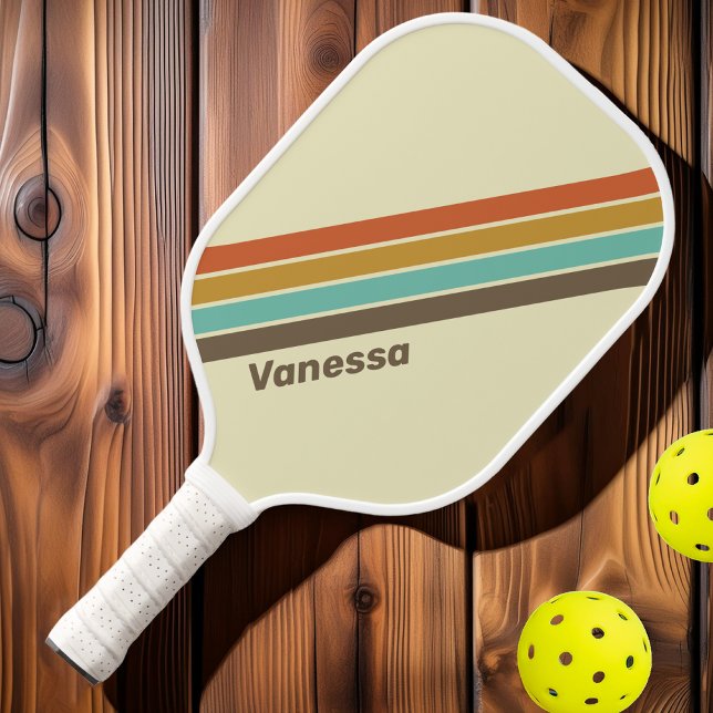 Palas De Pickleball Viejo arco iris retro con nombre (Subido por el creador)