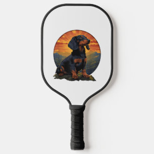 Palas De Pickleball Viñeta retro haitiana de amante de mascotas Dachsh