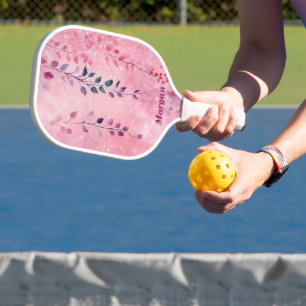 Palas De Pickleball Vinos de color agua elegantes con fondo rosado