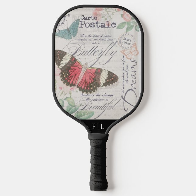 Palas De Pickleball Vintage botánico | Carte Postale Butterflies (Anverso)