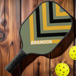 Palas De Pickleball Vintage Chevron con luz natural de oliva con nombr