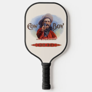 Palas De Pickleball Vintage Cigar Label Art, Cowboy Hits the Mark