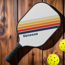 Palas De Pickleball Vintage con Rayas de Arcoíris Descoloridas con Nom