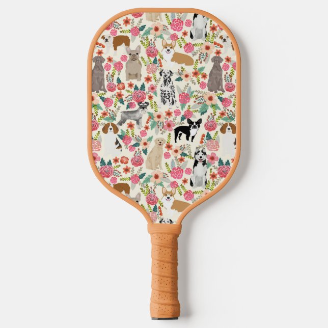 Palas De Pickleball Vintage Dogs Florals Cute (Anverso)