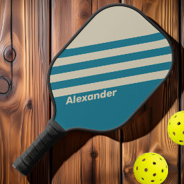 Palas De Pickleball Vintage Sport Aquamarine Rayas con Nombre