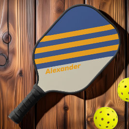 Palas De Pickleball Vintage Sport Azul Crushing Sunset Rayas con Nombr