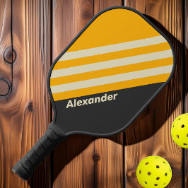 Palas De Pickleball Vintage Sport Black Sun Stripes con nombre