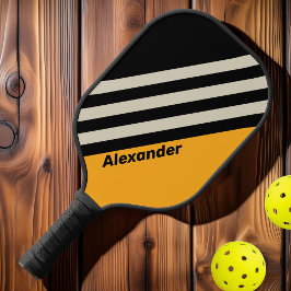 Palas De Pickleball Vintage Sport Bumblebee Buzz Stripes con nombre