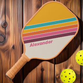 Palas De Pickleball Vintage Sport Candy Rainbow Strin con nombre