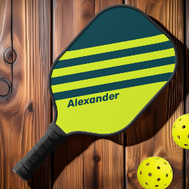 Palas De Pickleball Vintage Sport HI VIS Yellow Stripes con nombre