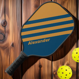 Palas De Pickleball Vintage Sport Royal Gold Stripes con nombre