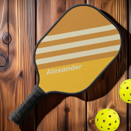 Palas De Pickleball Vintage Sport Sunshine Mustard Stripes con nombre
