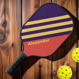 Palas De Pickleball Vintage Sport Surf Sunset Stripes con nombre
