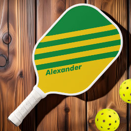 Palas De Pickleball Vintage Sport Tropical Banana Stripes con nombre