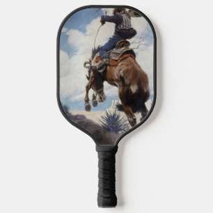 Palas De Pickleball Vintage Western Cowboys, Bucking by NC Wyeth