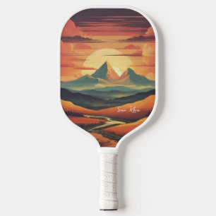 Palas De Pickleball Vista de atardecer de época Nombre mínimo