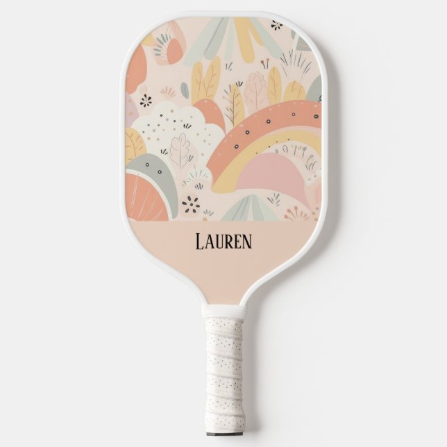 Palas De Pickleball Whimsical Boho Pastel Personalizado Resumen Floral (Anverso)