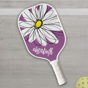 Palas De Pickleball Whimsical Daisy - orquídea - nombre de guión moder