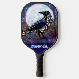 Palas De Pickleball Whimsical Raven Moon Floral Personalizado