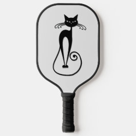 Palas De Pickleball Whimsical Skinny Black Cat