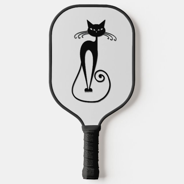 Palas De Pickleball Whimsical Skinny Black Cat (Reverso )