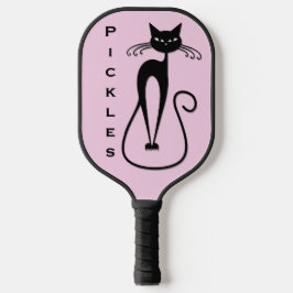 Palas De Pickleball Whimsical Skinny Black Cat Rosa Personal