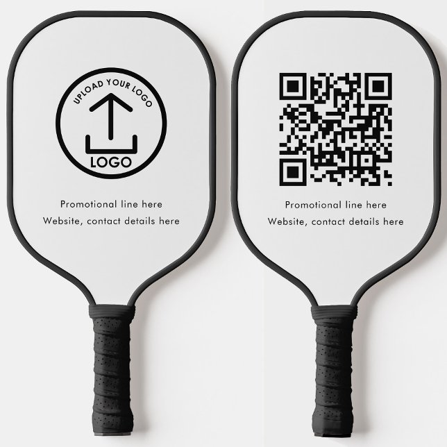 Palas De Pickleball White Professional Logo Text QR Code (White Professional Business Logo Text QR Code Pickleball Paddle)