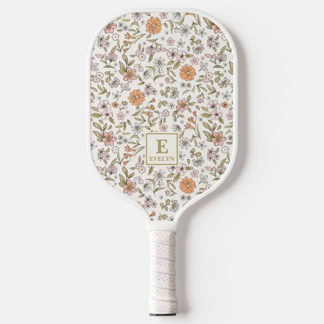 Palas De Pickleball Wildflower Custom Name Monogram  (Anverso)