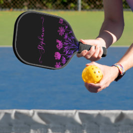 Palas De Pickleball Wildflower Negro Rosa | Nombre Floral Bonito 