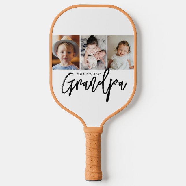 Palas De Pickleball World's Best Grandpa Custom Photo gift Collage (Anverso)