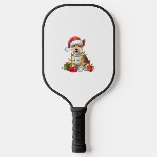 Palas De Pickleball Xmas Iluminando Santa Hat Dandie Dinmont Terrier D