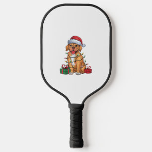 Palas De Pickleball Xmas Iluminando Santa Hat Dogue De Bordeaux Perro 