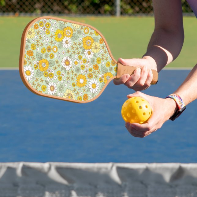 Palas De Pickleball Yellow Floral Garden Pattern (in situ)