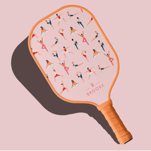 Palas De Pickleball Yoga Poses Diversión y Rosa Curado Personalizado
