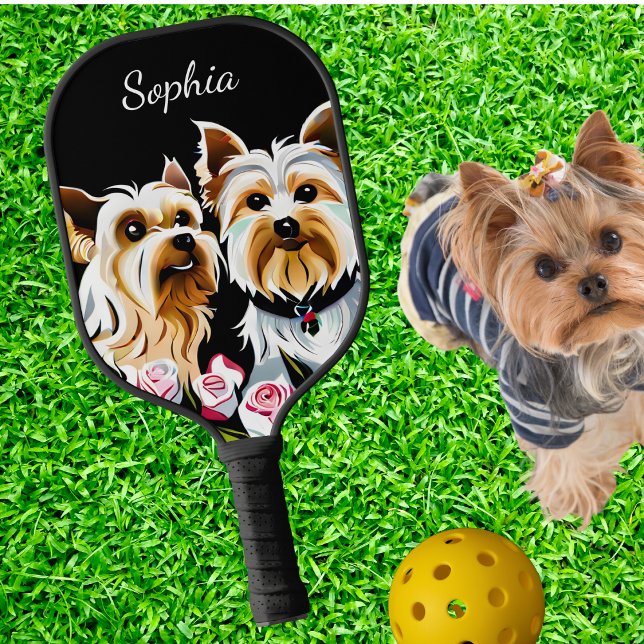 Palas De Pickleball Yorkies y rosas rosas rosas (Subido por el creador)