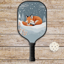 Palas De Pickleball Zorro De Invierno En Nieve Fauna Animal Lindo Pers