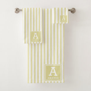 Pale Goldenrod Cabana Stripes Monogramado Inicial