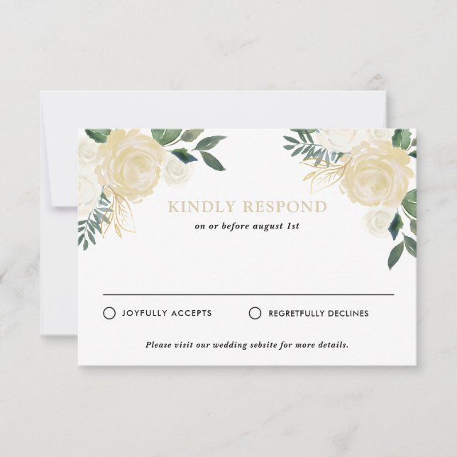 Pale Peonies de color de agua rústico Wedding RSVP (Anverso)