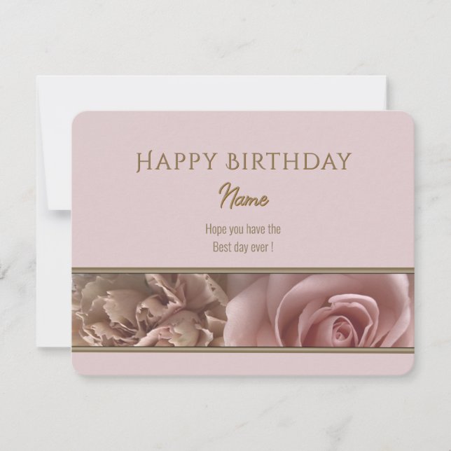 Pale Pink Rose Happy Birthday Greeting Card (Anverso)