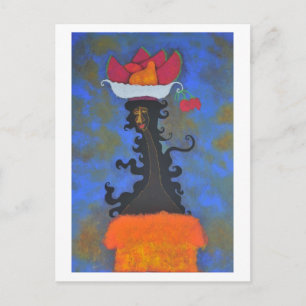 Palenquera y rosas postal