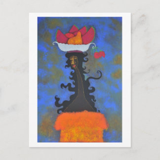 Palenquera y rosas postal