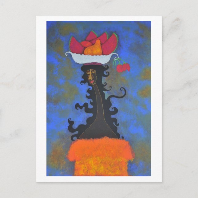 Palenquera y rosas postal (Anverso)