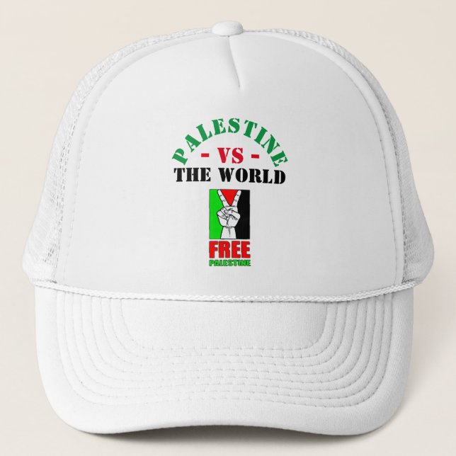 Palestina Vs El Mundo. Sombrero de camionero pales (Anverso)