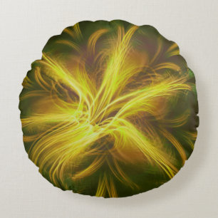 Paleta amarilla de flor fractal de almohada redond