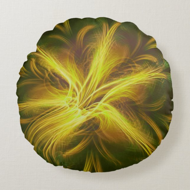 Paleta amarilla de flor fractal de almohada redond (Anverso)