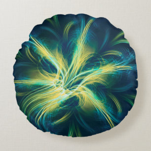 Paleta azul de flor lateral de almohada redonda