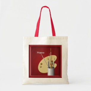 Paleta de artistas y brochas: bolsa roja para el p