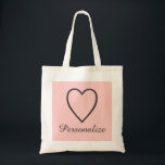 Pálido personalizada - la bolsa de asas rosada y<br><div class="desc">Pálido personalizada - la bolsa de asas bagwedding del tote rosado y gris del corazón. Las bolsas de asas con clase de la dama de honor del icono del corazón. Totes de Personalizable para la comitiva de la novia y de las novias del equipo. Diseño elegante con color de fondo...</div>