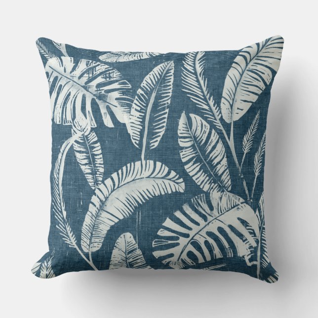 Palm azul taupe deja Cojín decorativo (Anverso)