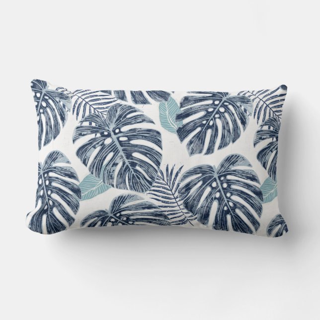 Palm de Monstera deja almohada lumbar (Anverso)